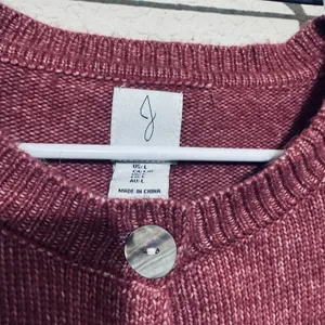 Joie Dusty Rose Pink Embroidered Floral‎ Sweater Cardigan Size L Button cropped thumbnail 3
