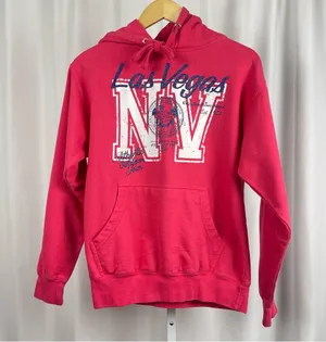 Alstyle Las Vegas Small Glitter Graphic Print Hooded Hoodie Sweatshirt thumbnail 1