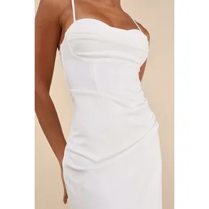 Lulus NWOT White Always Turning Heads Bustier Tulip Sweetheart Midi Dress Large thumbnail 3