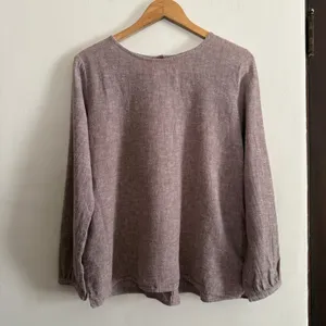 Loytaa | Brown Cotton Hemp Boxy fit Long Sleeve Top | Large | Lagenlook thumbnail 2