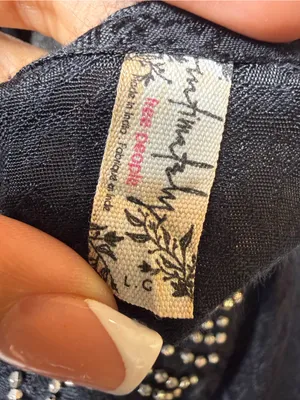 Free People Dress People Beaded Slip Mini Dress Black‎ Open Back Jacquard Size L thumbnail 11