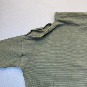Varley Olive Green Ribbed Mock Neck‎ Pullover Sweatshirt Size L Cotton Portugal thumbnail 8