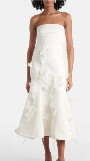 Rotate Strapless Floral Applique Mid Dress thumbnail 1