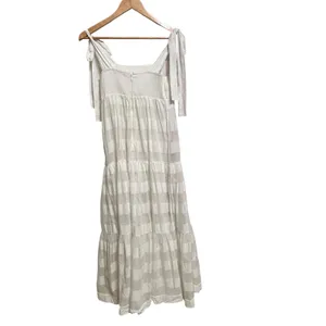 Zimmermann Women's Rosa striped midi Dress size‎ 3 tie shoulder cream cotton thumbnail 9