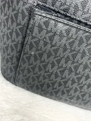 Michael Kors Black Signature MK Logo Jet Set Tote Bag with Front Pocket thumbnail 6
