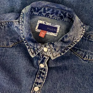 Anthropologie PILCRO Dannie Classic Denim Shirt Western Snap Puff Sleeve XXS thumbnail 11