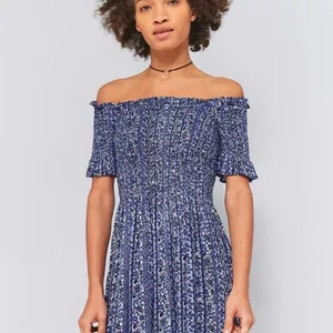Urban Outfitters Kimchi Blue Picnic Blue Floral Smocked Midi Dress size S thumbnail 4