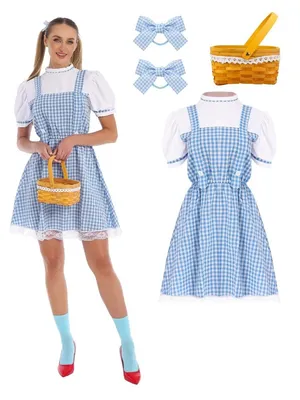 Adult Blue Plaid Dress OZ Halloween Costume w/ Accessories MEDIUM thumbnail 2