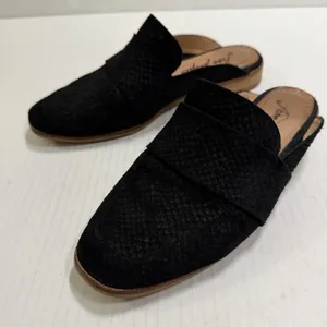 Free People At Ease Slide Shoes Womens Size 6 36 Black Suede Square Toe Mules thumbnail 5