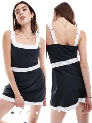 Abercrombie & Fitch Mini Skort Dress Black & White Tennis Athletic Golf Sz LT 🧡🎀 thumbnail 2