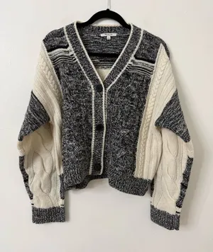 {M} Madewell Marled Patchwork Cardigan Merino Wool Sweater thumbnail 1