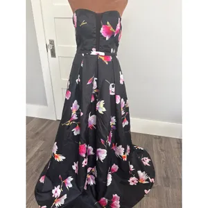 Sequin‎ Hearts Womens Strapless Floral Satin Ballgown Black Pink Size 9 thumbnail 2