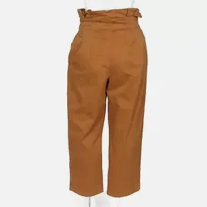 Free People high scrunch pleated waist wide leg cropped tan ginger pants sz 29 thumbnail 3