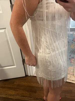 White Fringe Gold Speck Mini Dress thumbnail 3