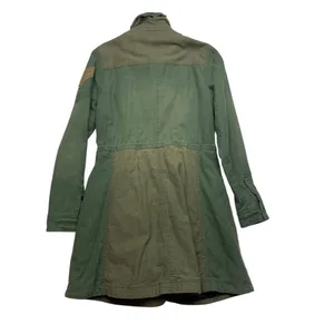 Free People size small jacket military green trench academia 80s retro patch thumbnail 13