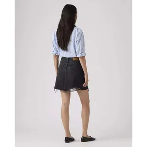 Levi's Deconstructed Mini Skirt Faded Black Frayed Raw Hem Size‎ 26 Women Denim thumbnail 3
