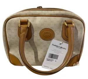 GUCCI Cream GG Monogram Micro Supreme Top Handle Vtg Bag|COA thumbnail 1