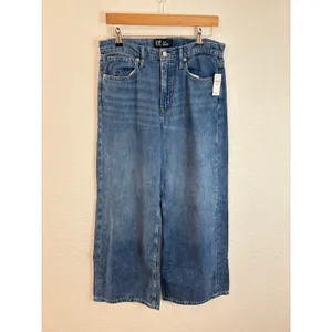Gap High Rise Wide Leg Jeans Womens Size 10 30R Dark Wash NWT thumbnail 3