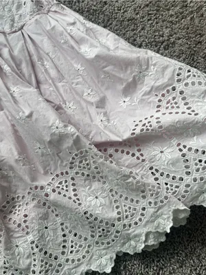 LoveShackFancy Pale Pink Eyelet Cotton Mini Dress thumbnail 3