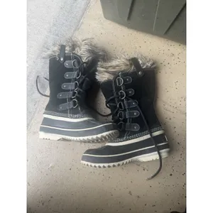 SOREL Joan of Arctic II BLACK SUEDE Faux Fur WATERPROOF BOOTS Womens 5 thumbnail 7