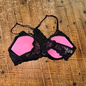 Victoria’s Secret lace racerback front clasp 34B black bra thumbnail 2