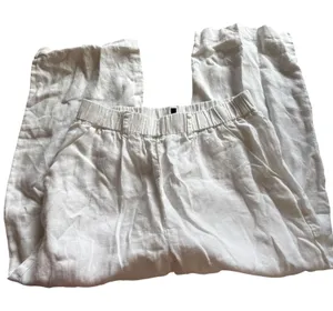 QUINCE White Linen Pull On Pants Size XS Costal Vacation‎ thumbnail 1