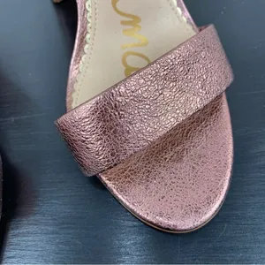 Sam Edelman Yaro Metallic Block Heel Ankle Strap Sandals Copper Pink 7‎ thumbnail 8