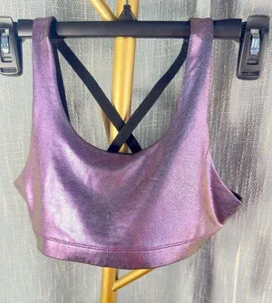Old Navy Active Go Dry Girls Sports Bra XL Purple Sparkle NWT thumbnail 1