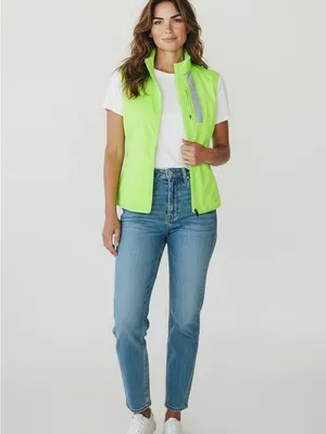 Nike Dri-FIT Running Reflective Full Zip Cycling Vest Neon Green size medium thumbnail 4
