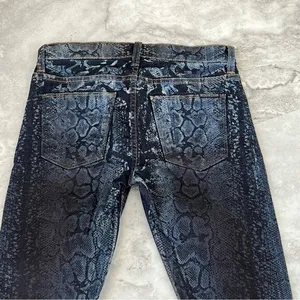 Hudson USA Nico Super Skinny Midrise Jeans 26 Bright Blue Black‎ Snake Print thumbnail 3