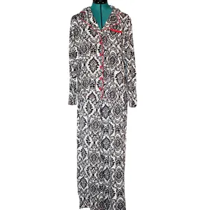 Soma Pajama Set Black White Damask Print Red Trim Women’s Medium Cozy Sleepwear thumbnail 2