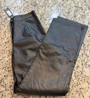 Nasty Gal Black Wide-Leg Faux Leather Pants thumbnail 1