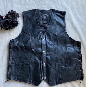Diamond Plate VTG Buffalo Leather Vest Sz XL thumbnail 1
