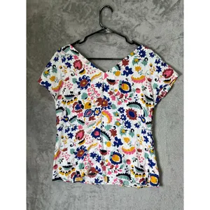 Boden Alexandra Linen Floral Top Women’s Size 2 Multicolor Boho Summer Blouse thumbnail 3