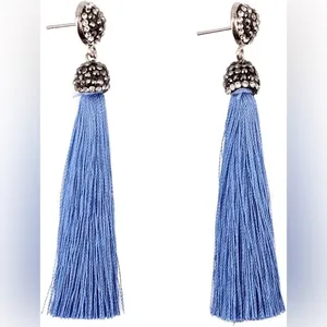 Charming Charlie Blue Tassel Earrings thumbnail 2