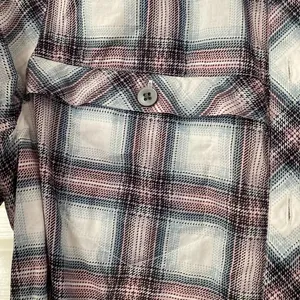 CAbi #233 Festival Button Down Shirt Mixed Plaid‎ Floral Small Blue Pink Artsy thumbnail 5