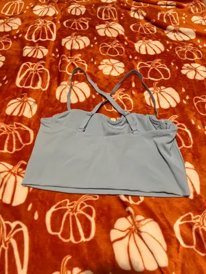 Aerie offline ruched corset sports bra top in powder blue thumbnail 4
