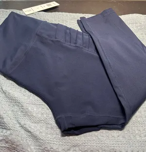 Navy High-Waist Leggings with Side Rib Detail pockets Sz L by VoGo NWT thumbnail 1
