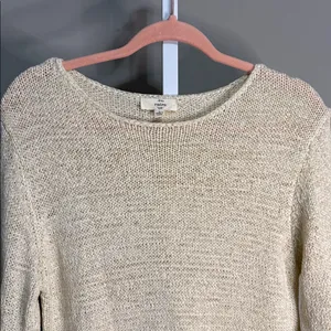 Entro Cream Fringe‎ Hem Sweater Tunic Size L Boho Chic Cozy Knit thumbnail 2