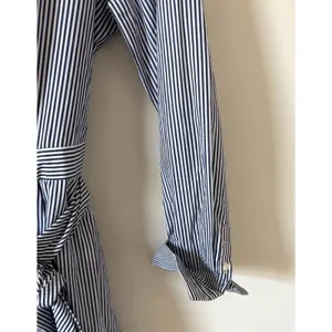 J. Crew Tie Waist Shirt Knee Length Dress Striped Navy Blue White Size 12 thumbnail 3