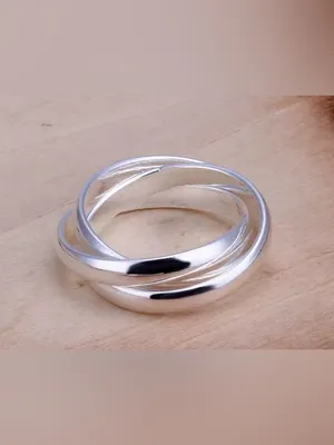 .925 Sterling Silver Polished Silver Twisted Band Ring - Women Jewelry thumbnail 4