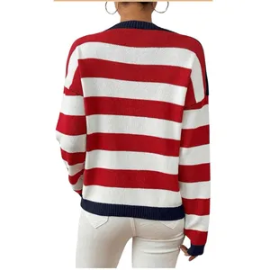 American Flag Patriotic Flag USA Striped Star Pullover Sweater size Large thumbnail 6