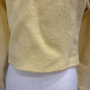 VTG Geiger Tyrol Butter Yellow Boiled Wool Sweater Jacket Floral Embroidered S thumbnail 7