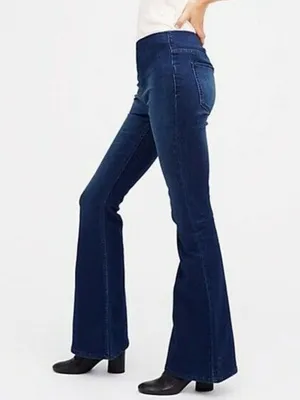 Free People Penny Pull On High Rise Flare Leg Jeans Dark Wash 27 thumbnail 9