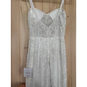 NWT Lulus Momentous Love White Beaded Bustier Mesh Mermaid Maxi Dress Bride XS thumbnail 9