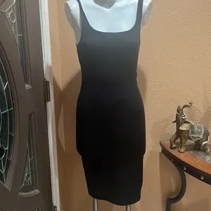 Zara black midi dress thumbnail 2