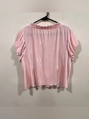 Free People Velvet Women's Pink Ruffled Top large babydoll EUC thumbnail 8