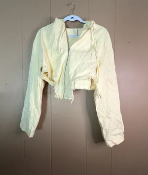 Zara Yellow Asymmetric Hem Cropped Hoodie thumbnail 1