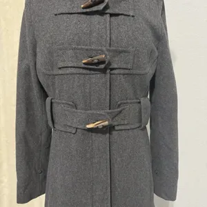 Anthropologie Elevenses Deep Woods Toggle Coat Wool Blend Faux Fur Gray size 10‎ thumbnail 5
