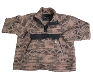 Carhartt Womens Mauve Geometric Fleece Snap Pullover XL 16/18 EUC Relaxed Fit thumbnail 1